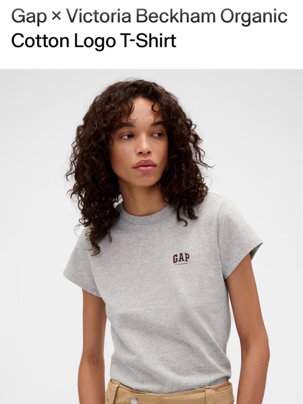 GAP x Victoria Beckham Grey Logo Crewneck T-Shirt